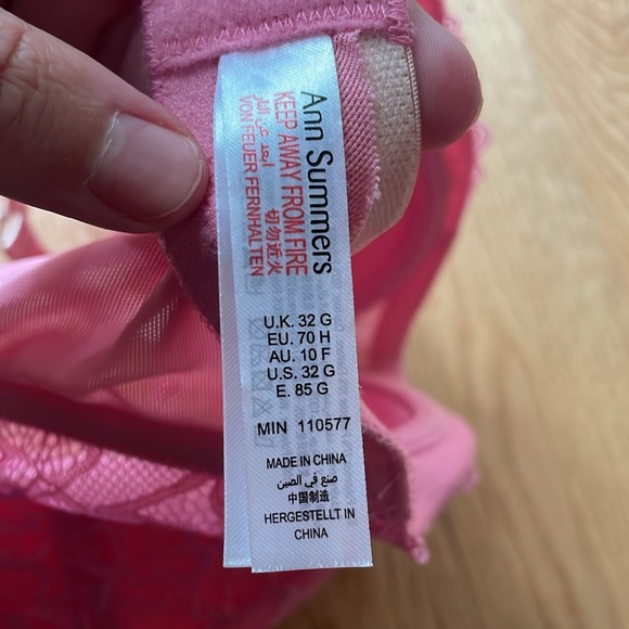ANN SUMMERS || Sexy Lace 2 Pink & Nude Plunge Bra - Size 32G - Picture 9 of 10